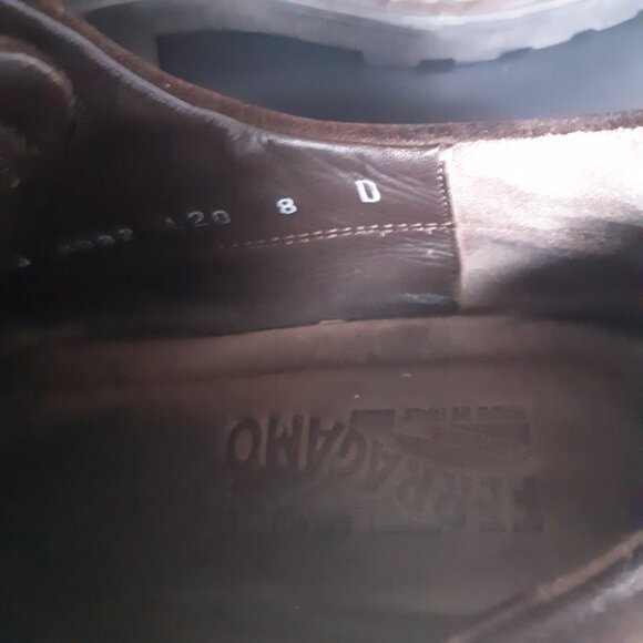Ferragamo SZ 8D Men's Chocolate Brown Suede Derbys - Picture 13 of 15